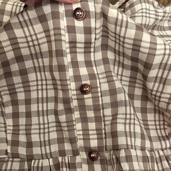 Hem & Thread Gingham Puff Sleeve Babydoll Top | Cottagecore Blouse - Picture 4 of 5